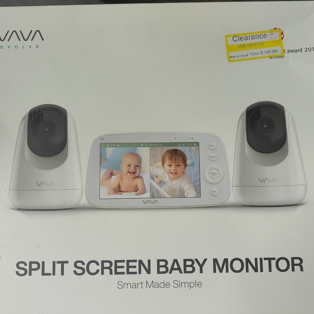 VAVA White Split Screen Baby Monitor